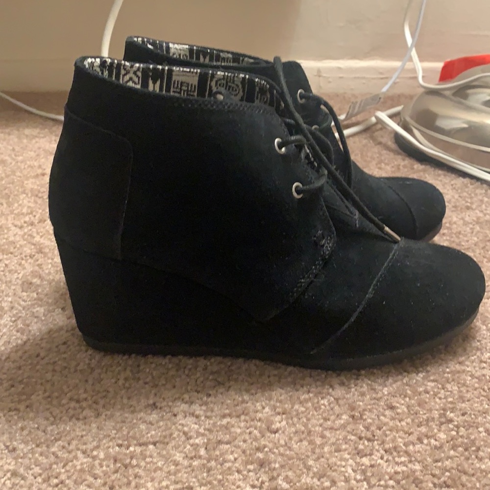 Black Toms Wedges. NEVER WORN